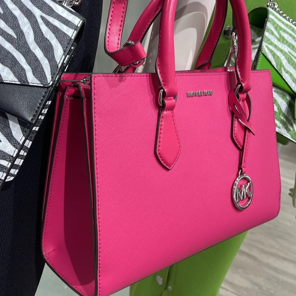 Michaela Kors Sheila Medium Faux Saffiano Leather Satchel
Dragonfruit 
NWT - Picture 3 of 16